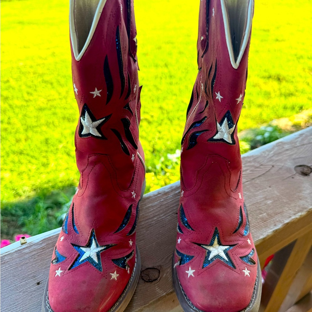 Silver Canton Girls Patriotic Cowgirl Boots - Size 2